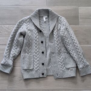 Gray Cable Knit Cardigan